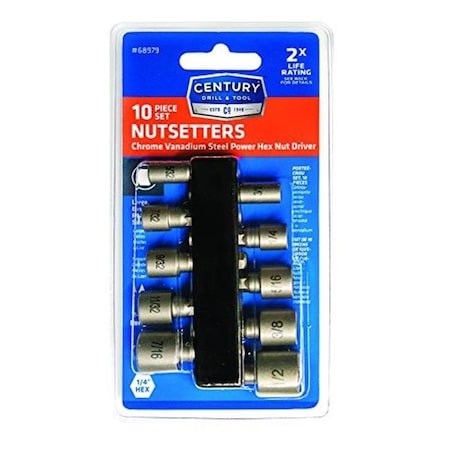 CENTURY DRILL & TOOL Century Drill & Tool 68979 Nutsetter Non-Magnetic Set - 10 Piece 68979